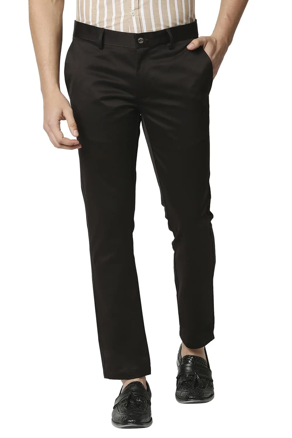 Tapered Fit Satin Trousers