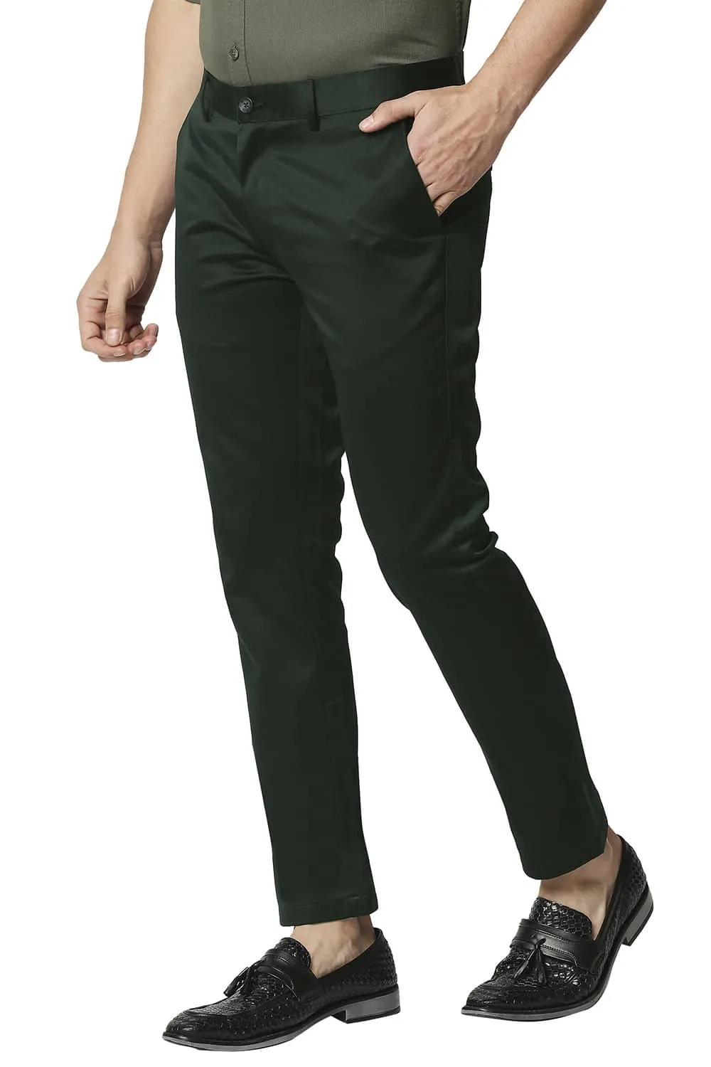 Tapered Fit Satin Trousers