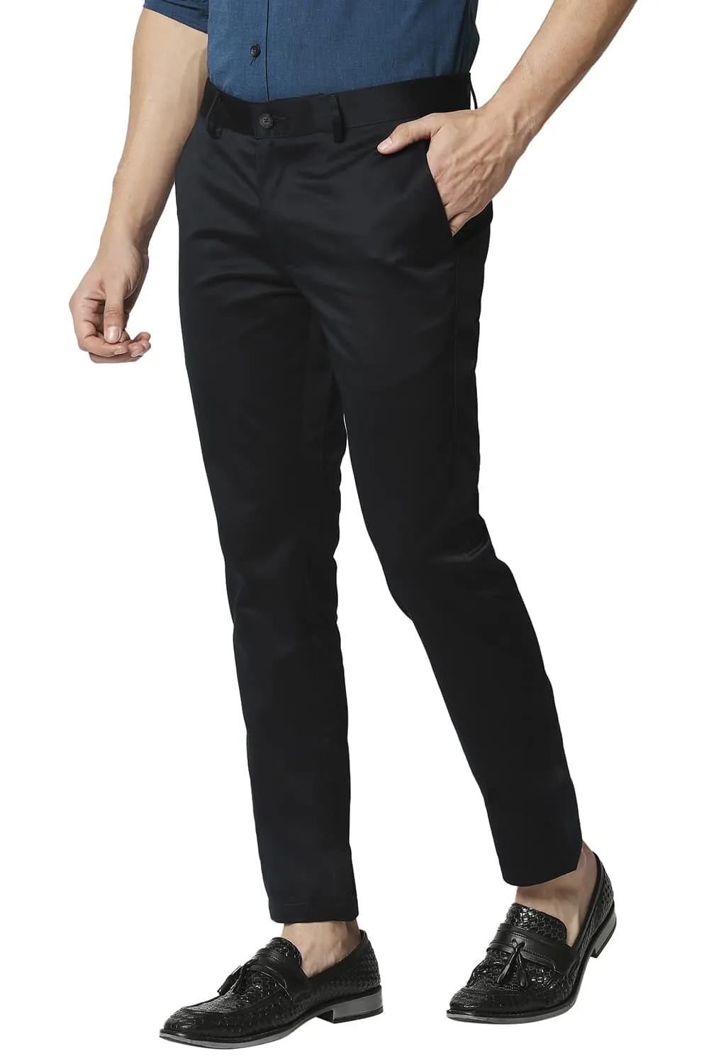 Tapered Fit Satin Trousers