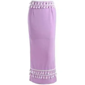 Tasselled Long Skirt - Purple Xl