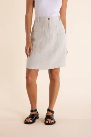 Textured Linen Mini Skirt - Natural Flax