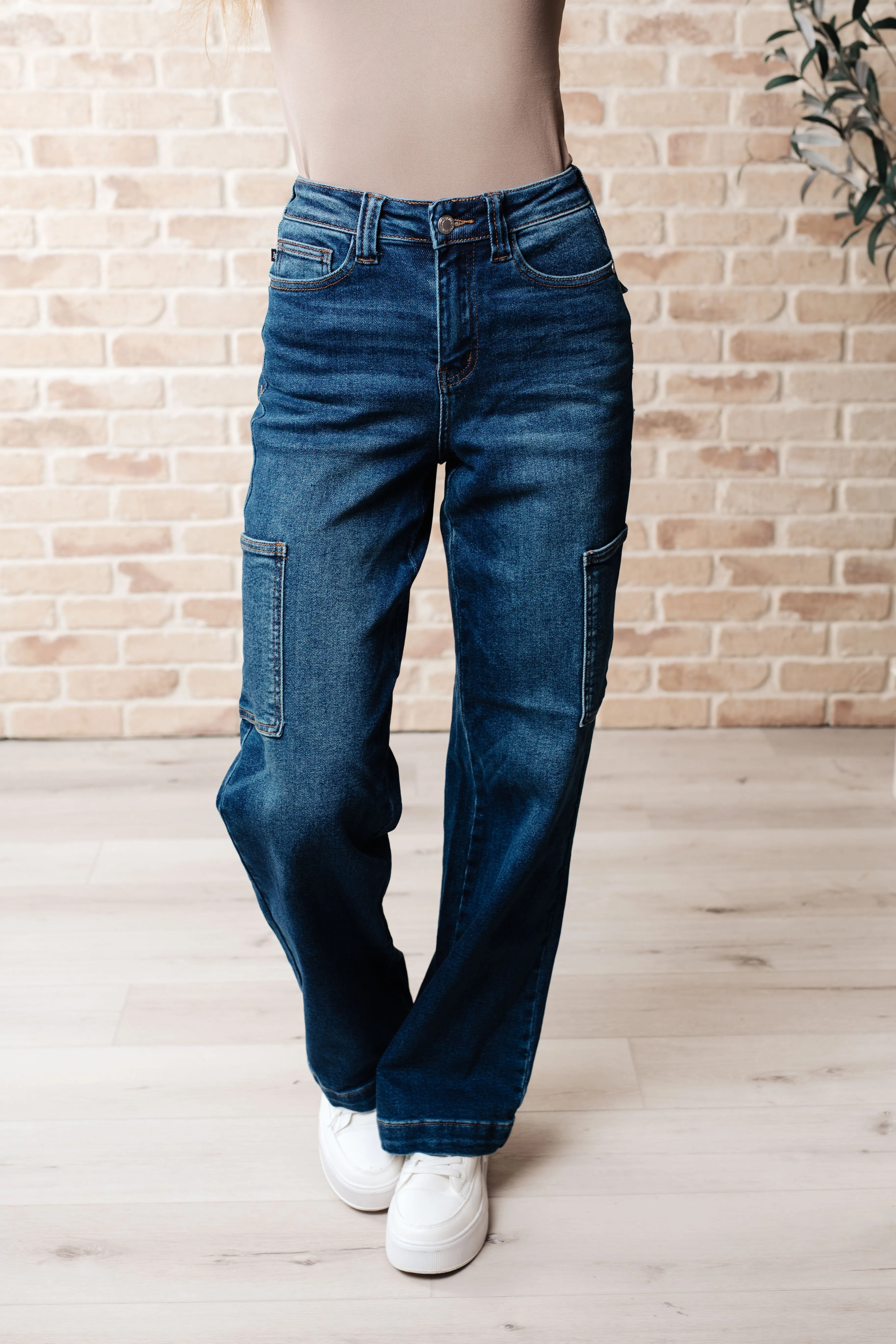 The Lesley- High Rise Cargo Straight Judy Blue Jeans