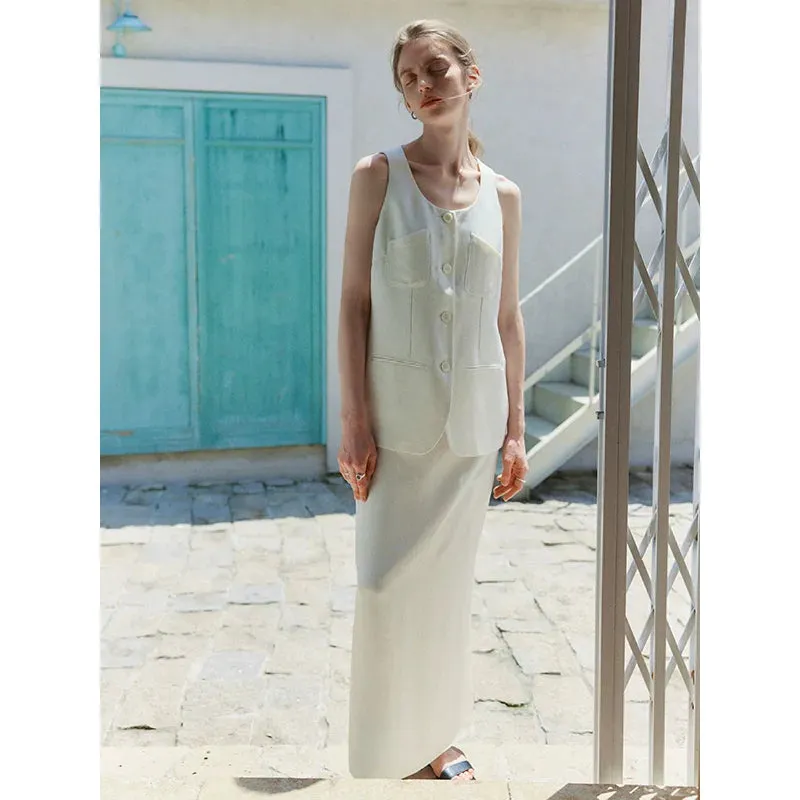 Triacetate Vest and Skirt Ensemble