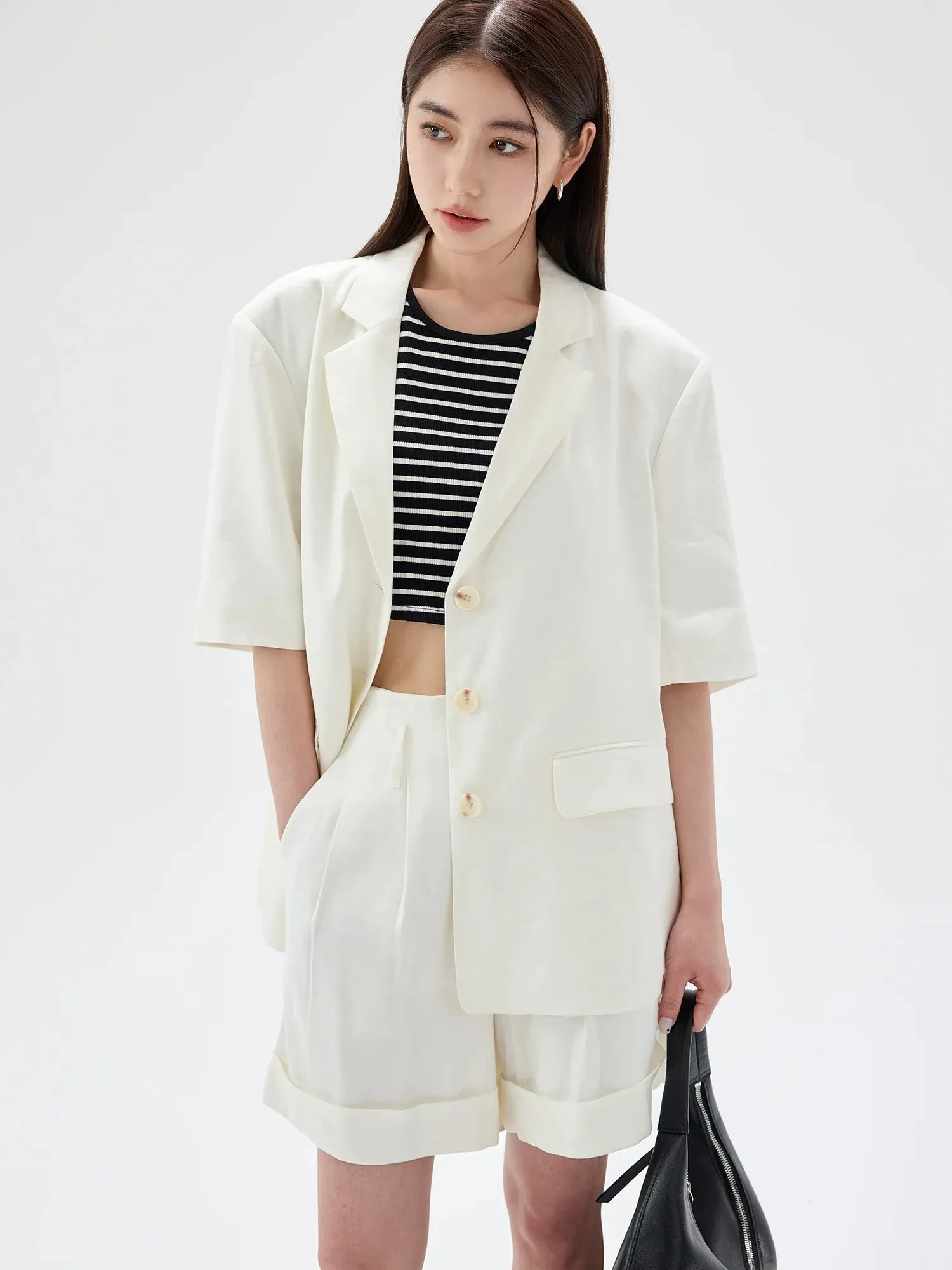 Twill Texture Short-Sleeved Suit