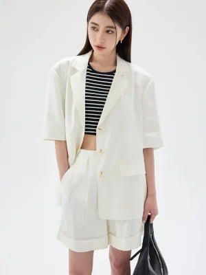Twill Texture Short-Sleeved Suit