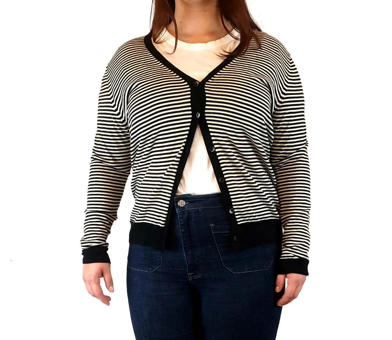 Uniqlo black and white new wool knit cardigan size XL