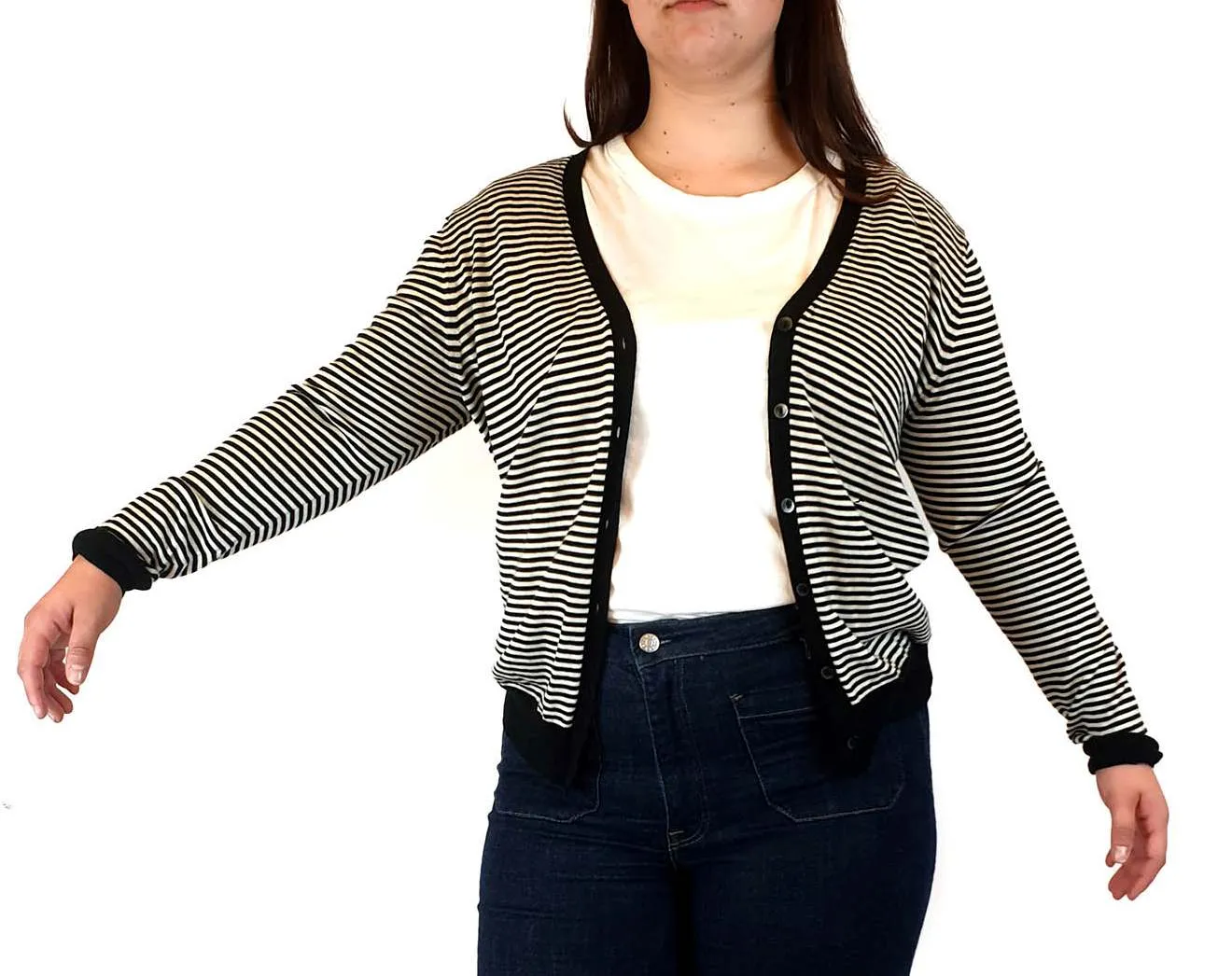 Uniqlo black and white new wool knit cardigan size XL