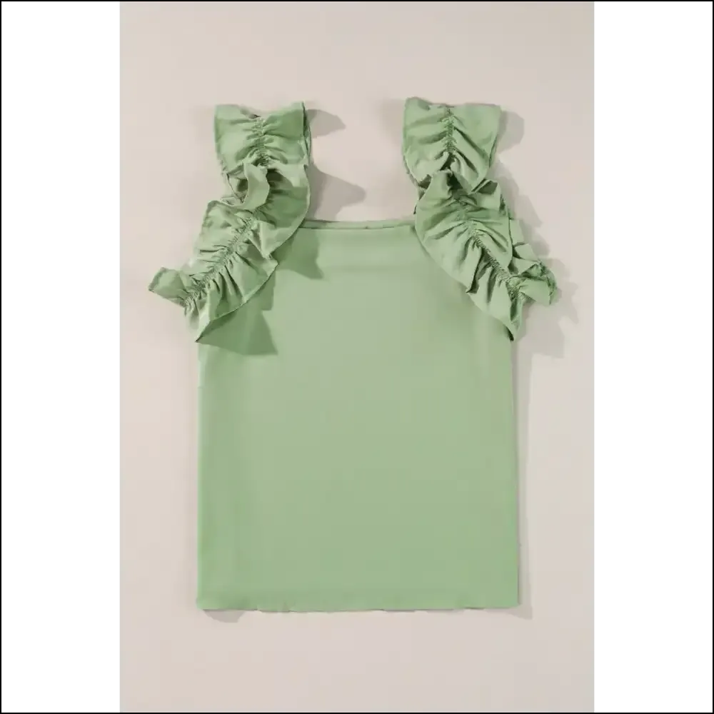 Unleash your Inner Fashionista with our Ruffled Square Neck Tank Top! 😄✨