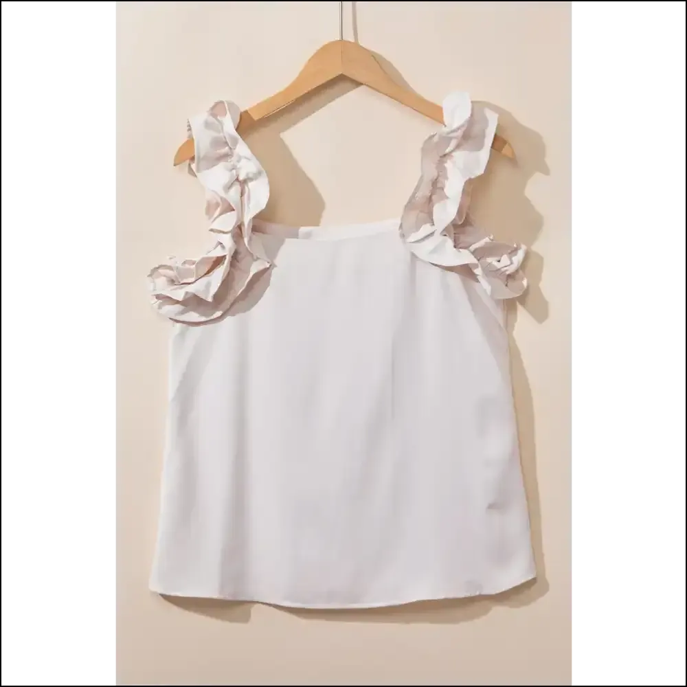 Unleash your Inner Fashionista with our Ruffled Square Neck Tank Top! 😄✨