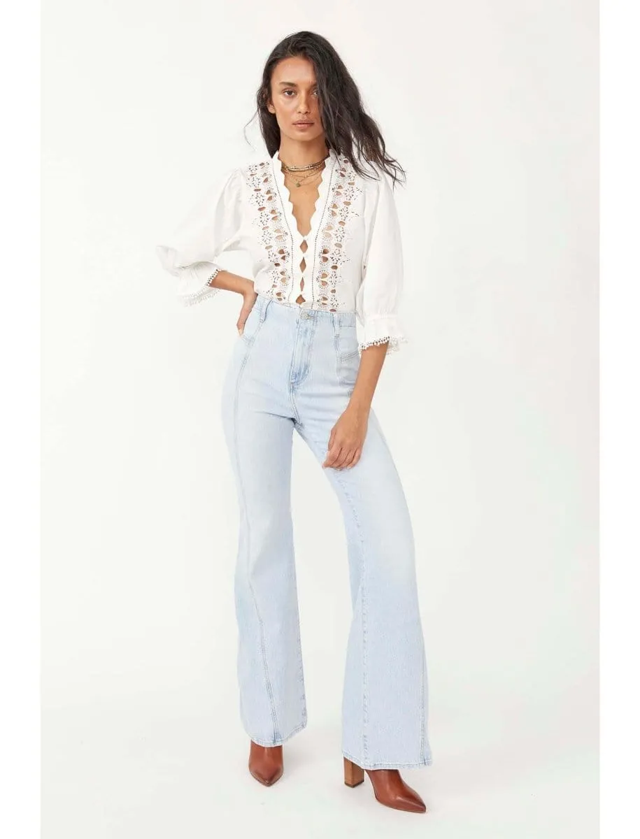 Vintage Free People Flare Light Indigo