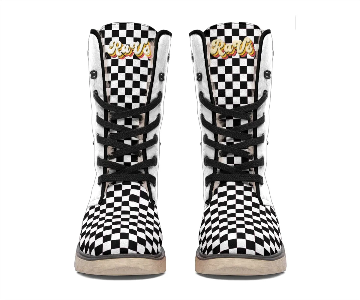 White Checkered Suede Snow Boots