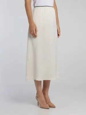 White High-Waist Column Midi Skirt