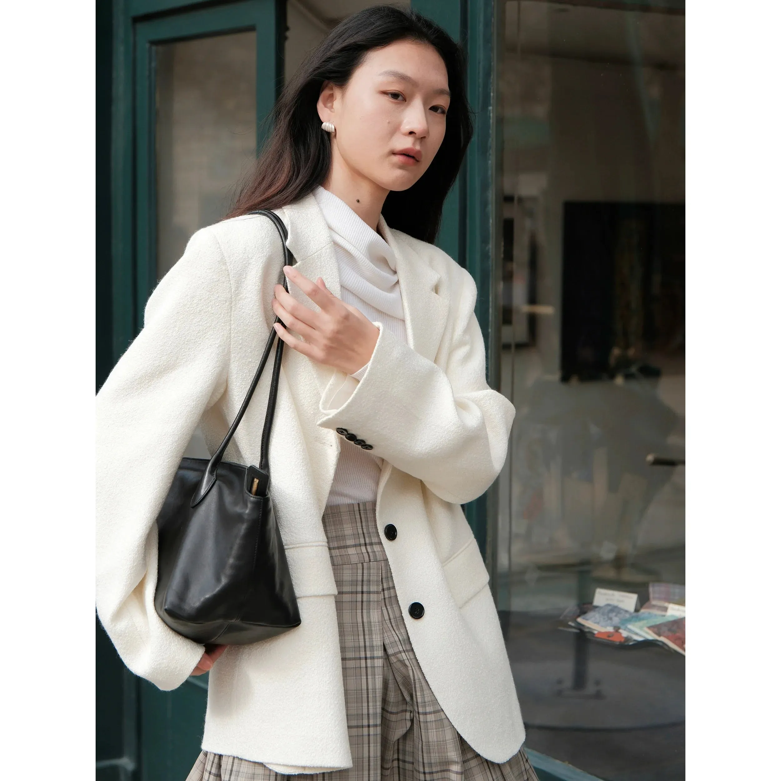 White Textured Blazer