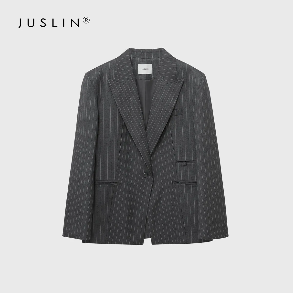 Wide Shoulder Peaked Lapel Suit Set