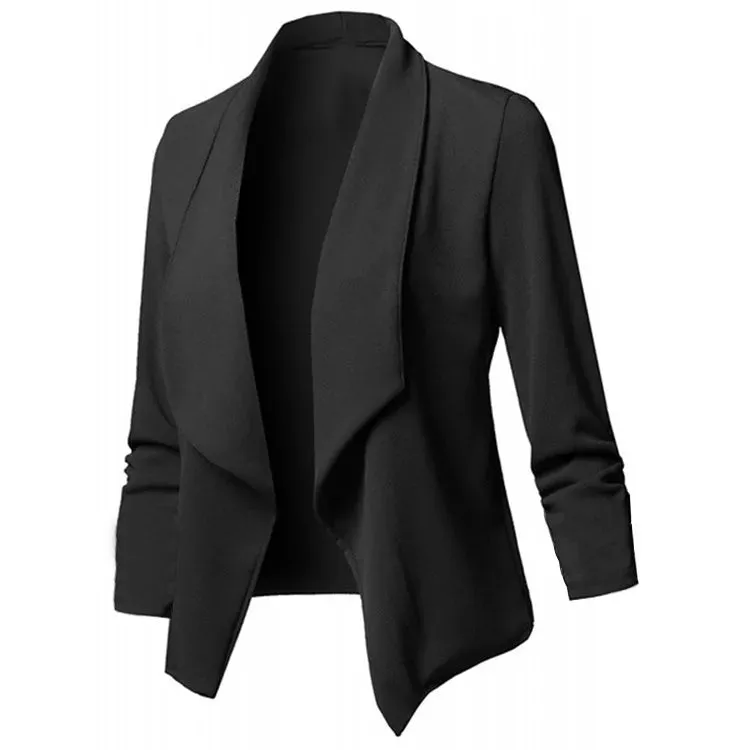 Women OL Blazers Oversized S-5XL Female Notched Long Sleeve Pleated Slim Business Workwear Cardigan Blazers Coats ZC545