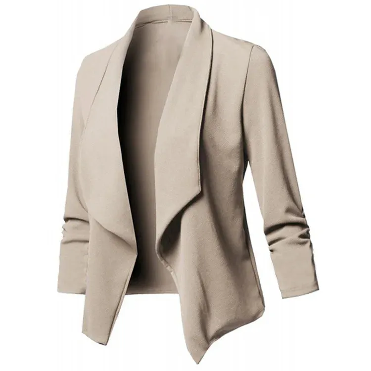 Women OL Blazers Oversized S-5XL Female Notched Long Sleeve Pleated Slim Business Workwear Cardigan Blazers Coats ZC545