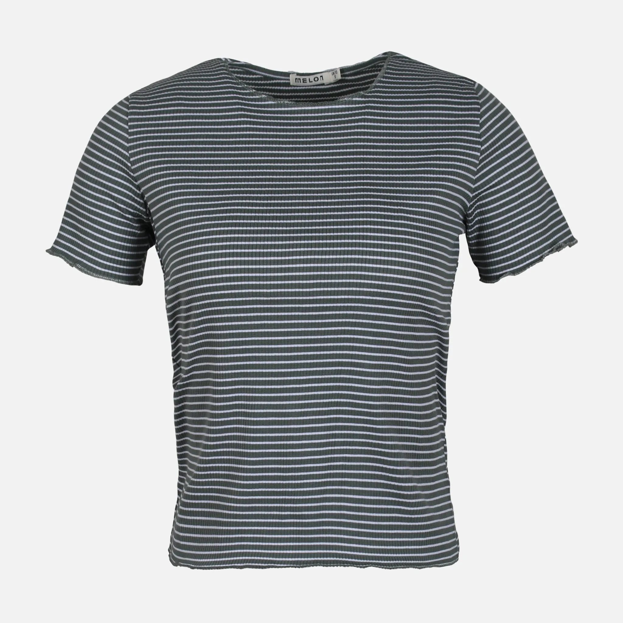 WOMEN RIB STRIPER SHORT SLEEVE TEE