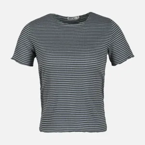 WOMEN RIB STRIPER SHORT SLEEVE TEE