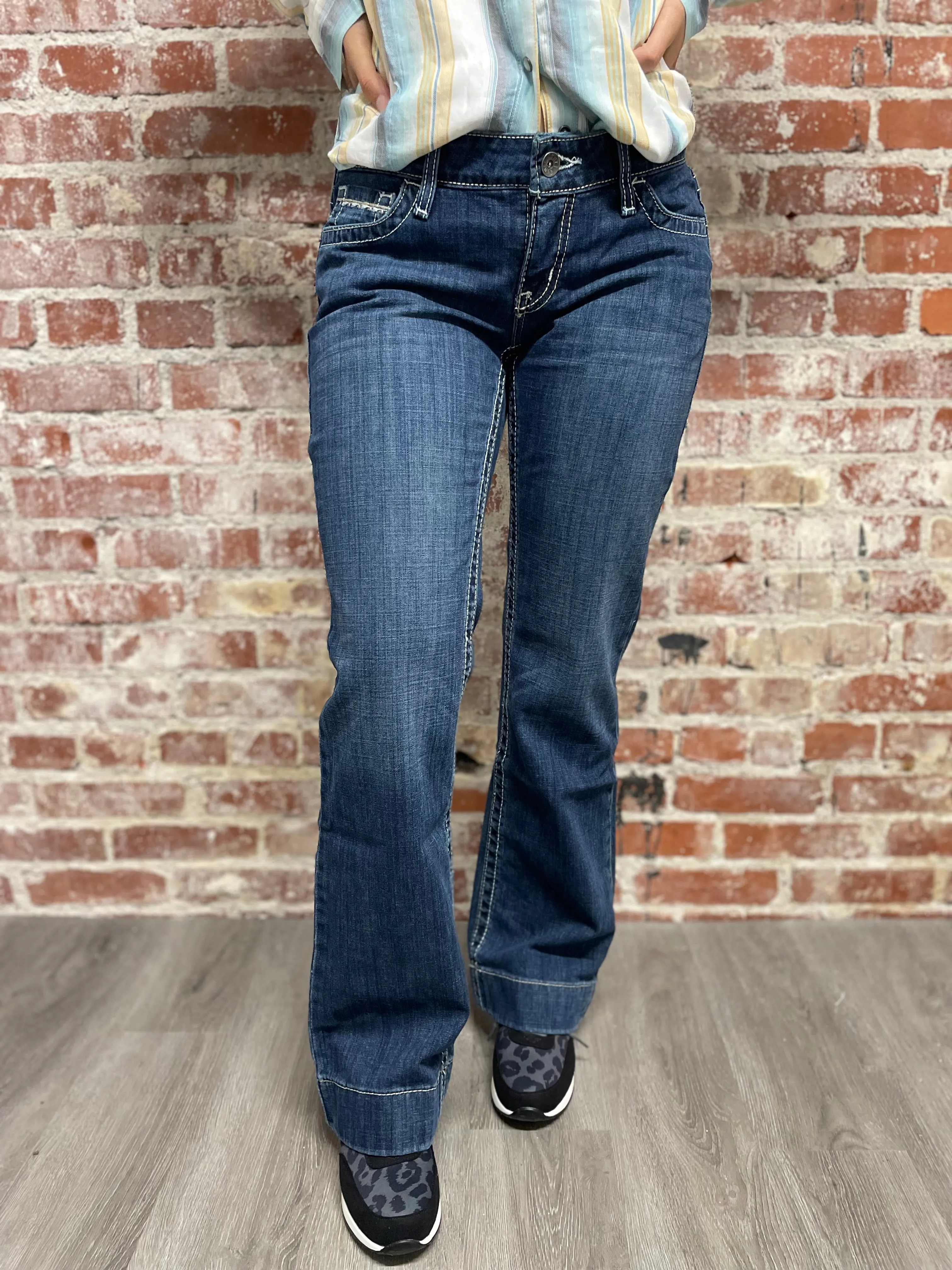 Women's Cruel Girl Mid-Rise Jayley Trouser Medium Stonewash Jeans
