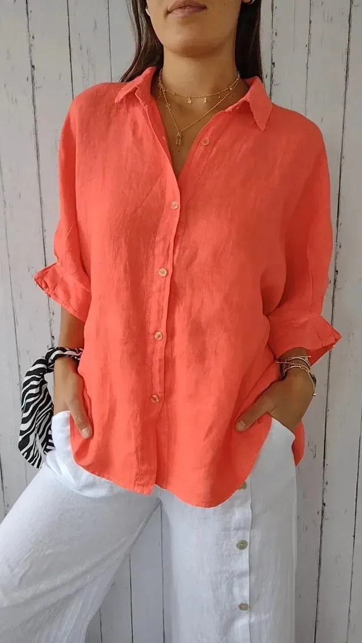 Women's Linen Button-Up Shirt | Casual & Breathable