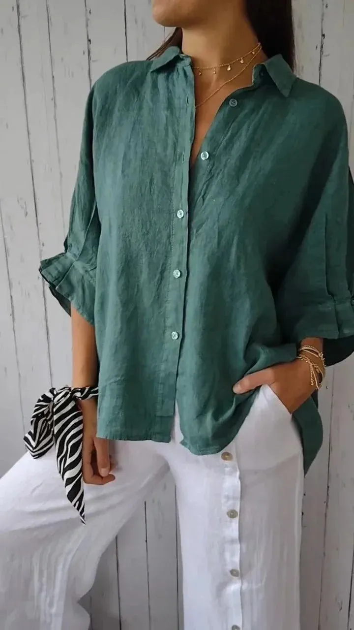 Women's Linen Button-Up Shirt | Casual & Breathable