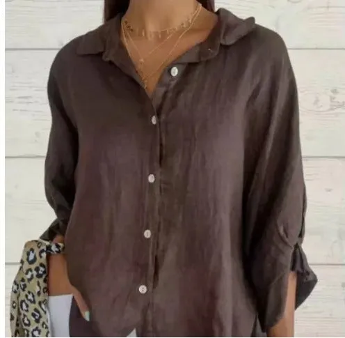 Women's Linen Button-Up Shirt | Casual & Breathable