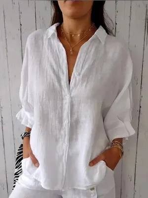 Women's Linen Button-Up Shirt | Casual & Breathable