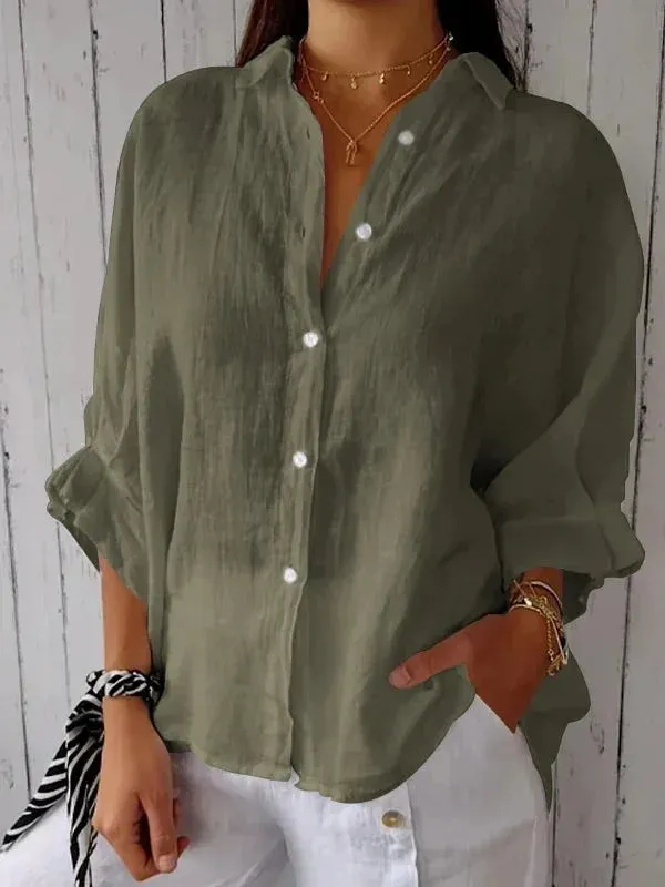 Women's Linen Button-Up Shirt | Casual & Breathable
