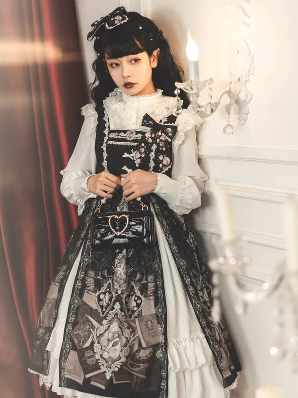 Womens Lolita JSK Dress Burgundy Bows Polyester Lolita Jumper Skirts
