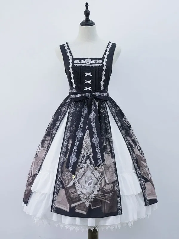 Womens Lolita JSK Dress Burgundy Bows Polyester Lolita Jumper Skirts