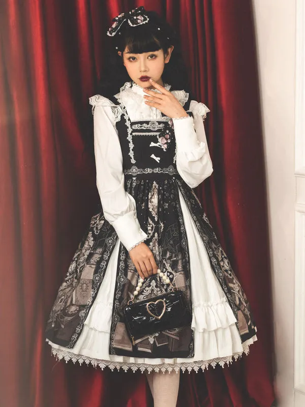 Womens Lolita JSK Dress Burgundy Bows Polyester Lolita Jumper Skirts