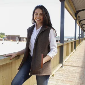 Women's Mid Brown Gilet with Leather Trim