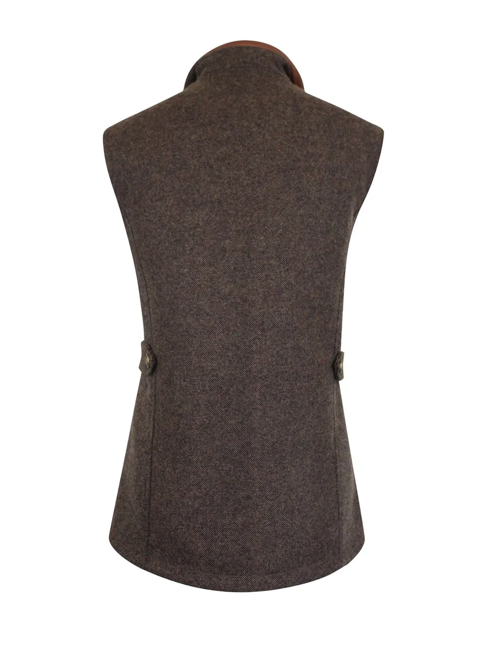 Women's Mid Brown Gilet with Leather Trim