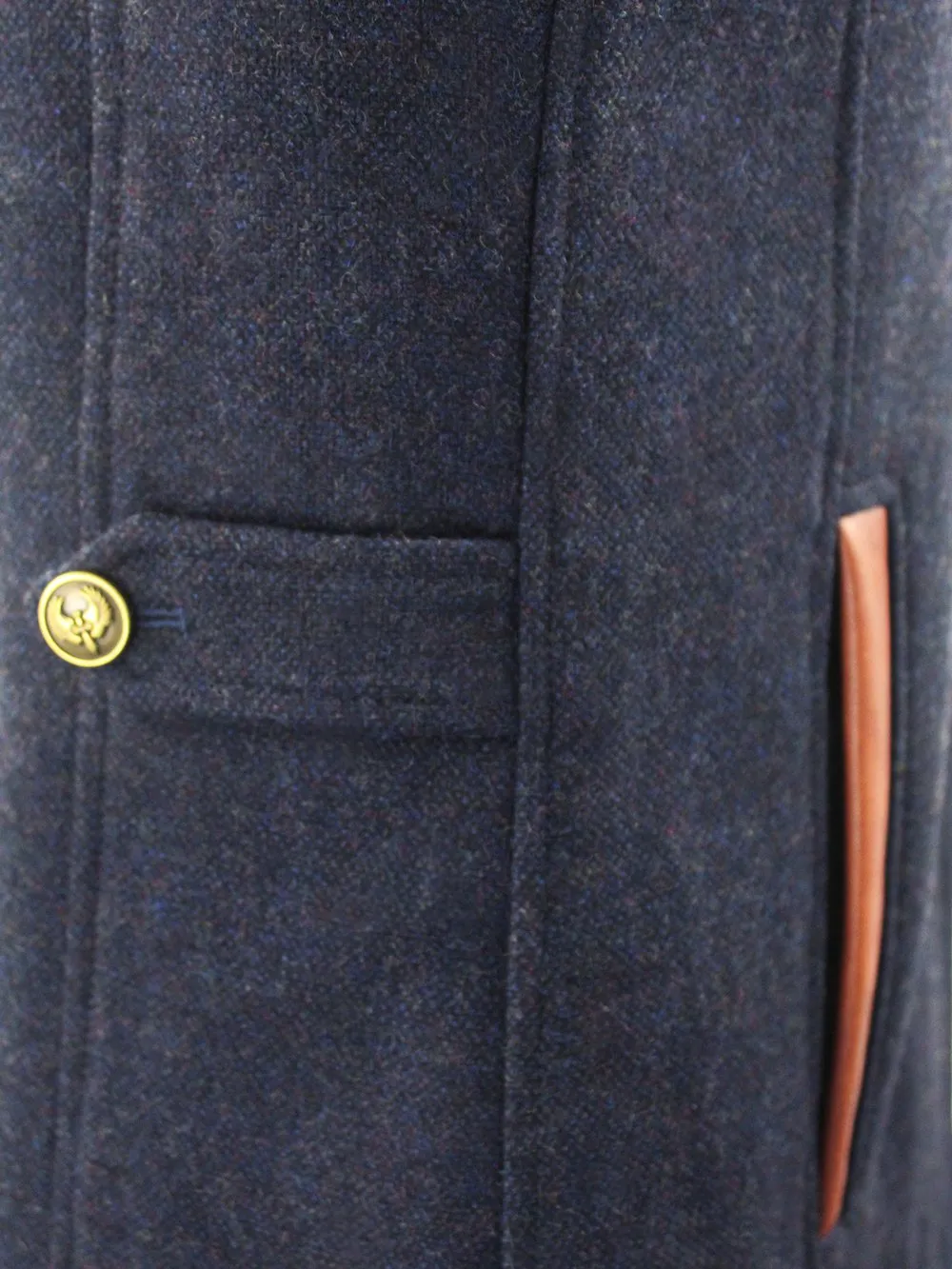 Women's Navy Gilet with Leather Trim