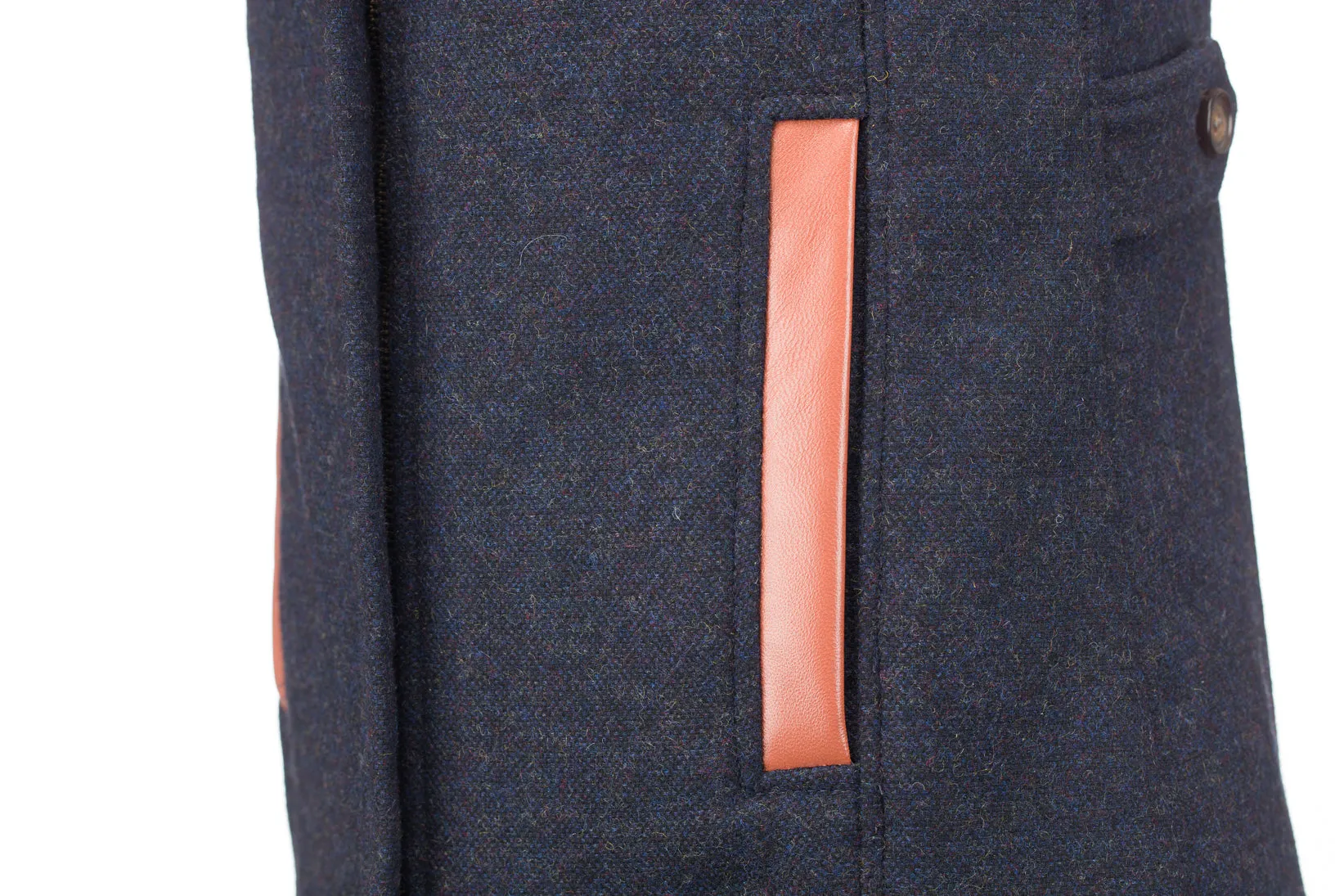 Women's Navy Gilet with Leather Trim