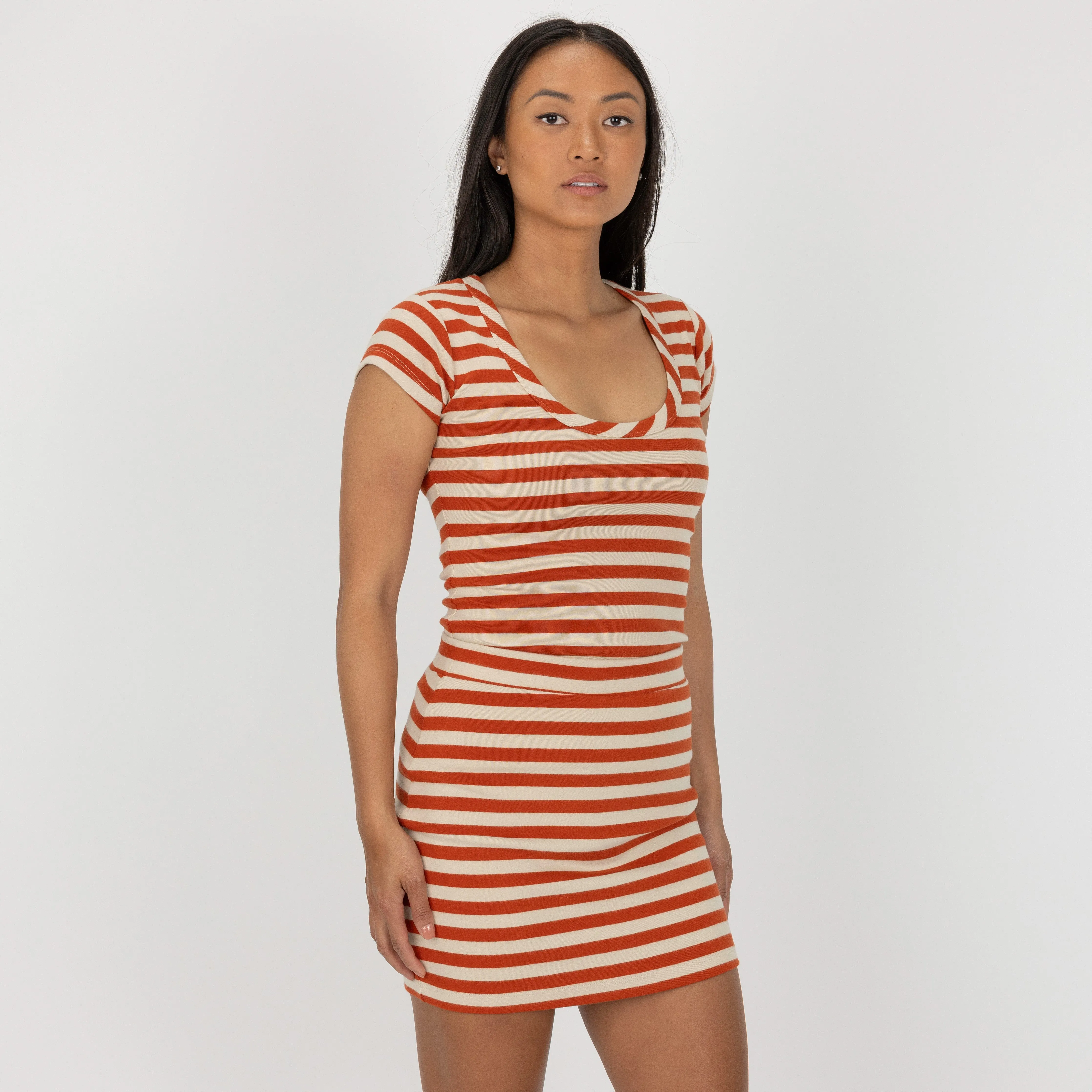 Womens Stripe Skirt - Rooibos Tea / Fog