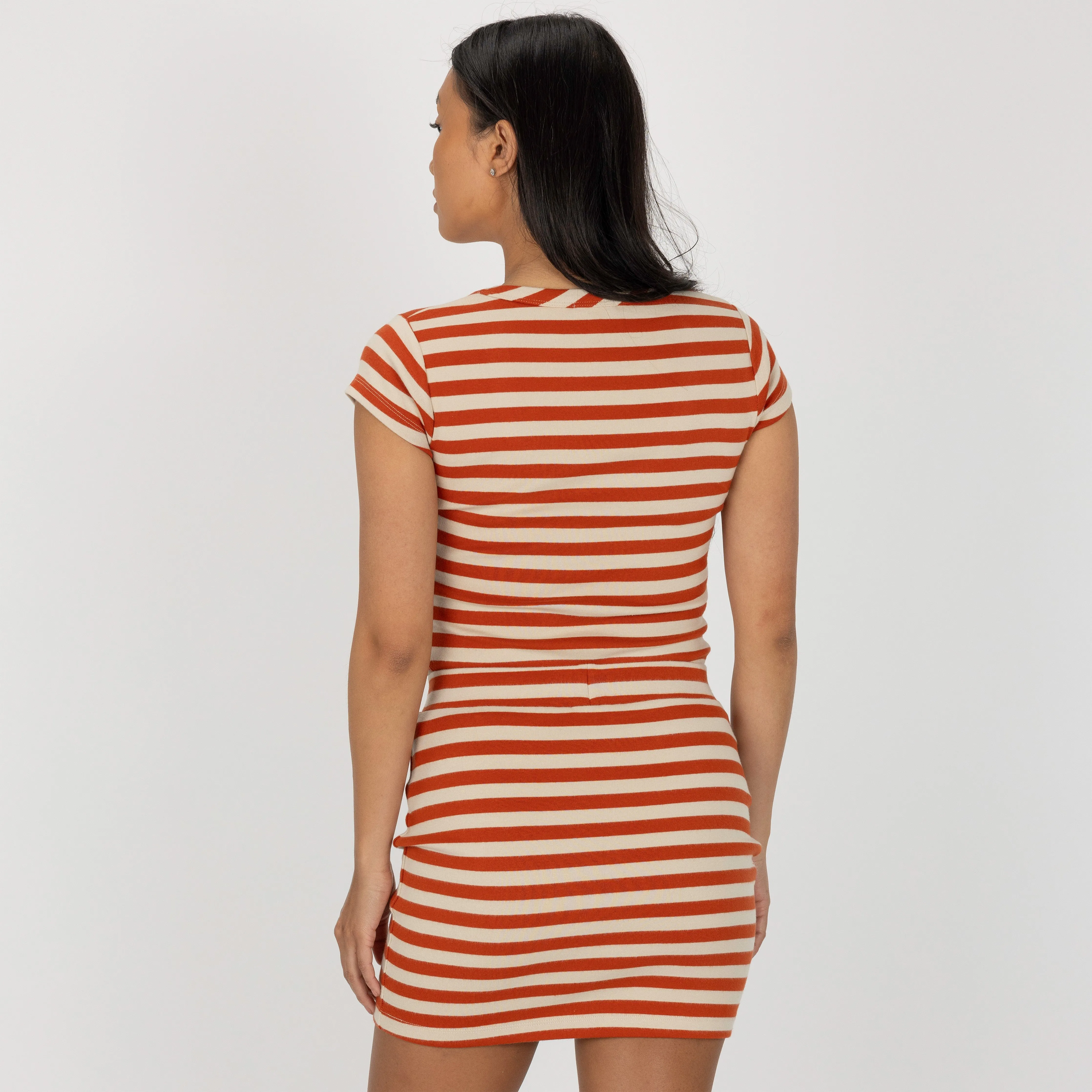 Womens Stripe Skirt - Rooibos Tea / Fog
