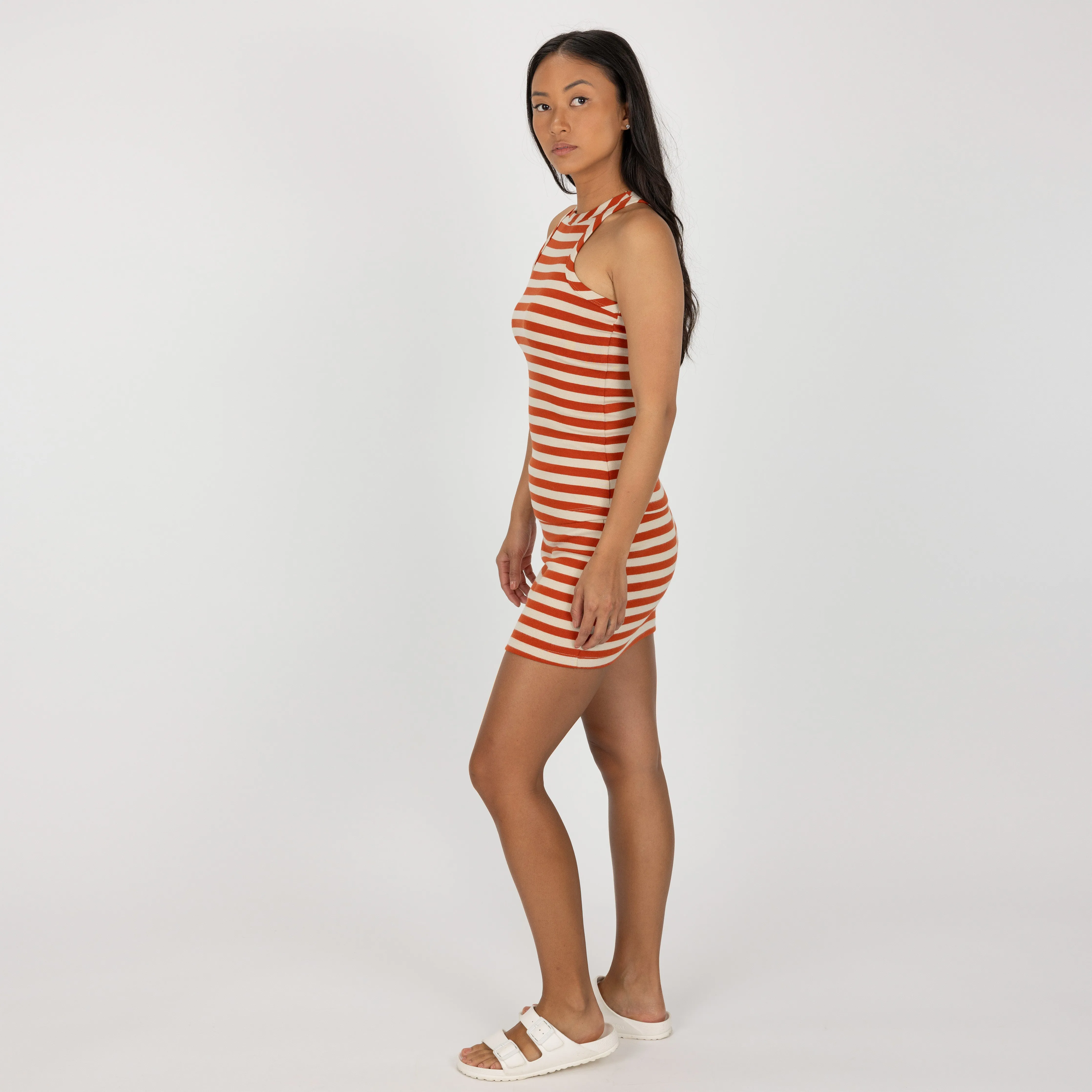 Womens Stripe Skirt - Rooibos Tea / Fog