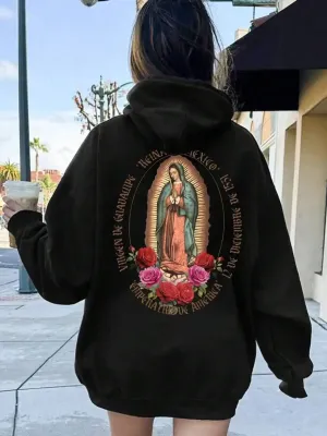 Women's Virgin Mary Back Print Hoodie