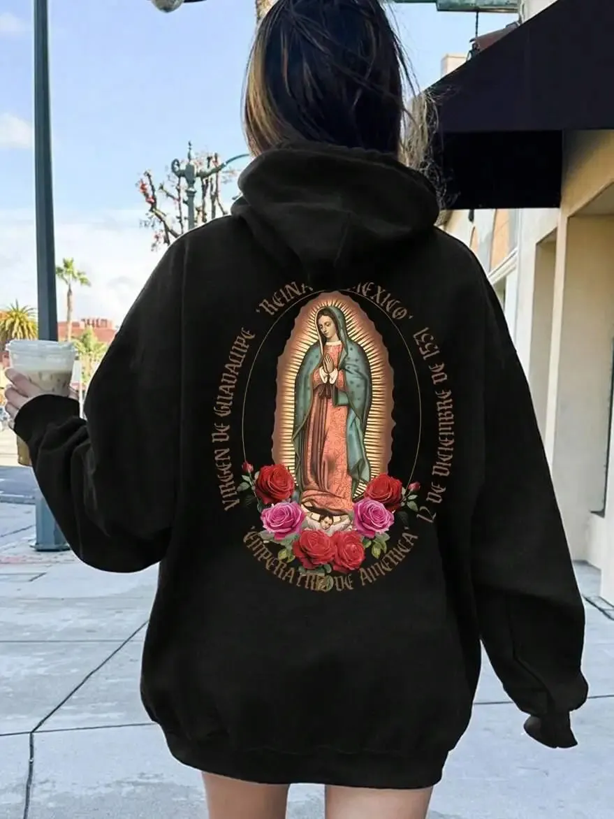 Women's Virgin Mary Back Print Hoodie