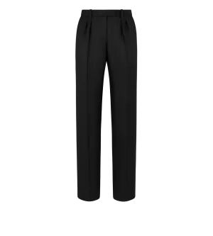 Wool Silk Twill Tailored Pleated Pants