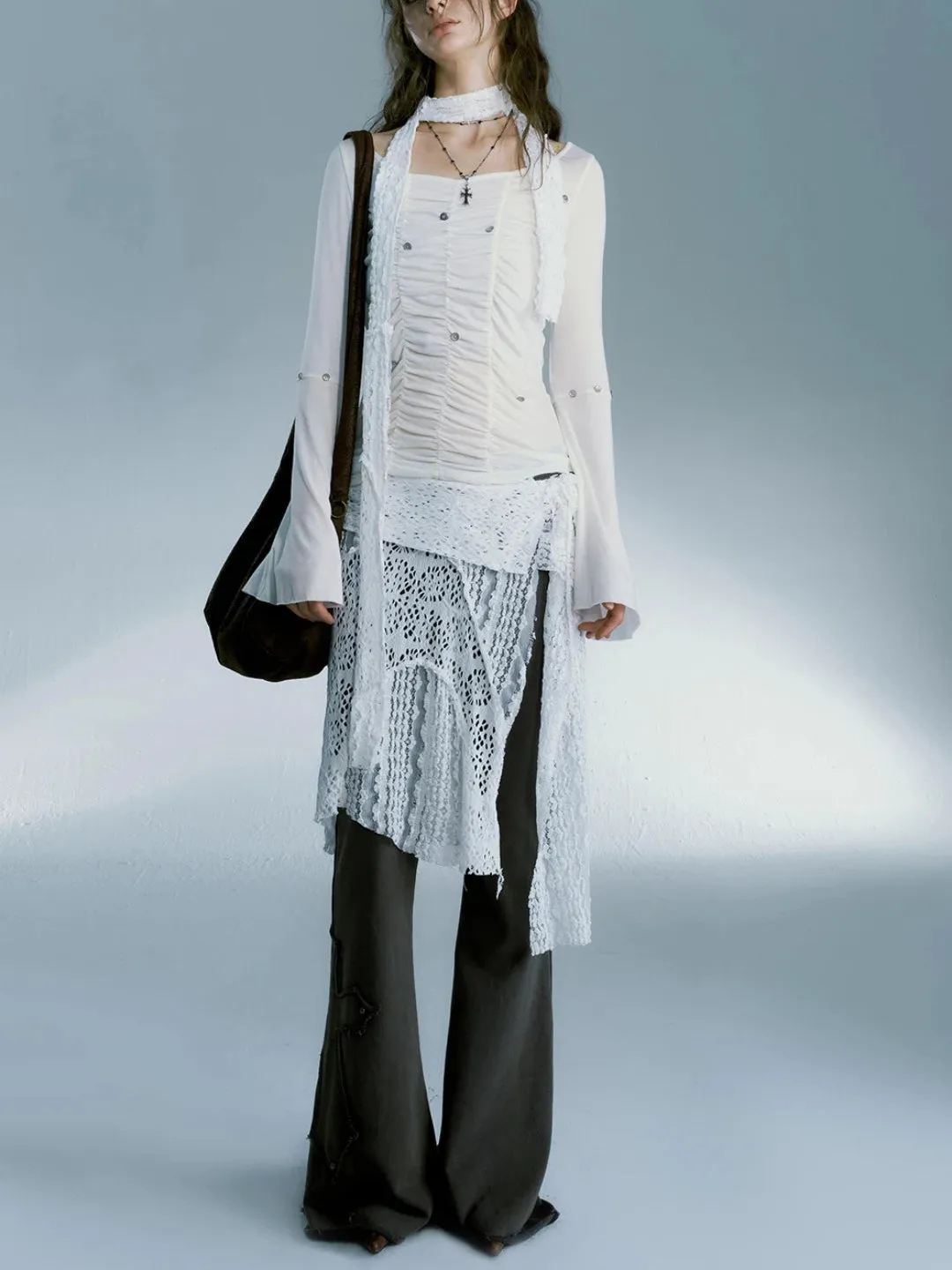 Y2K Lace Split Sheer Mini Skirt