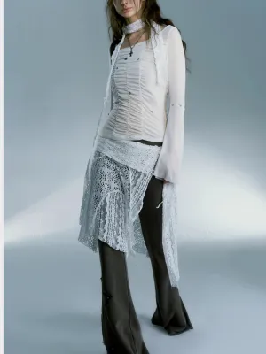 Y2K Lace Split Sheer Mini Skirt