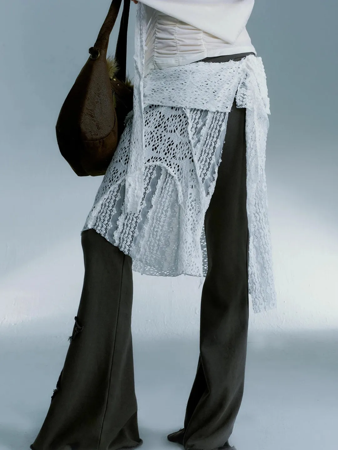 Y2K Lace Split Sheer Mini Skirt