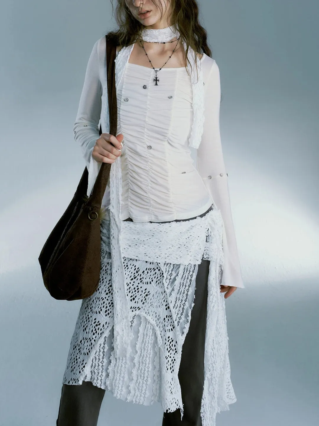 Y2K Lace Split Sheer Mini Skirt