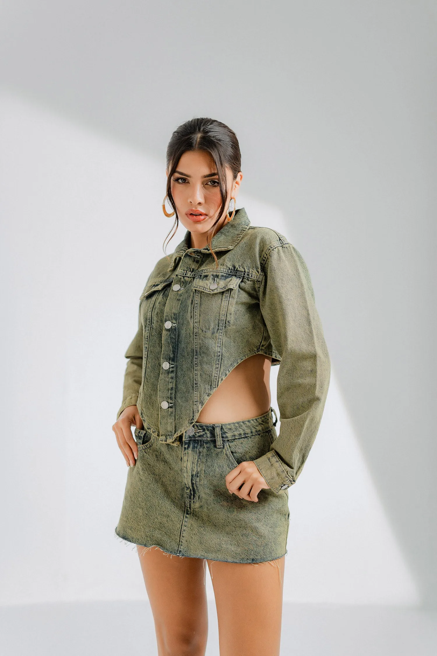 Yellow Tinted Vintage Slim Fit Skirt