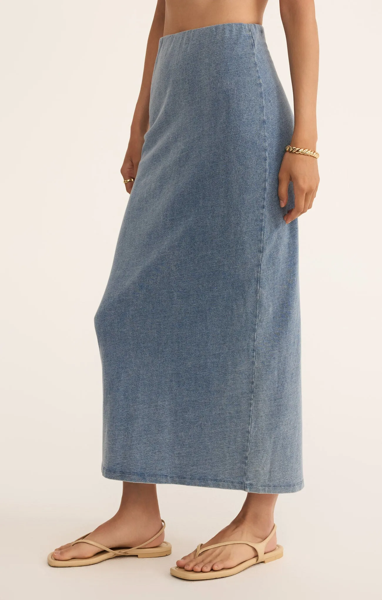 Z Supply Gail Jersey Denim Midi Skirt
