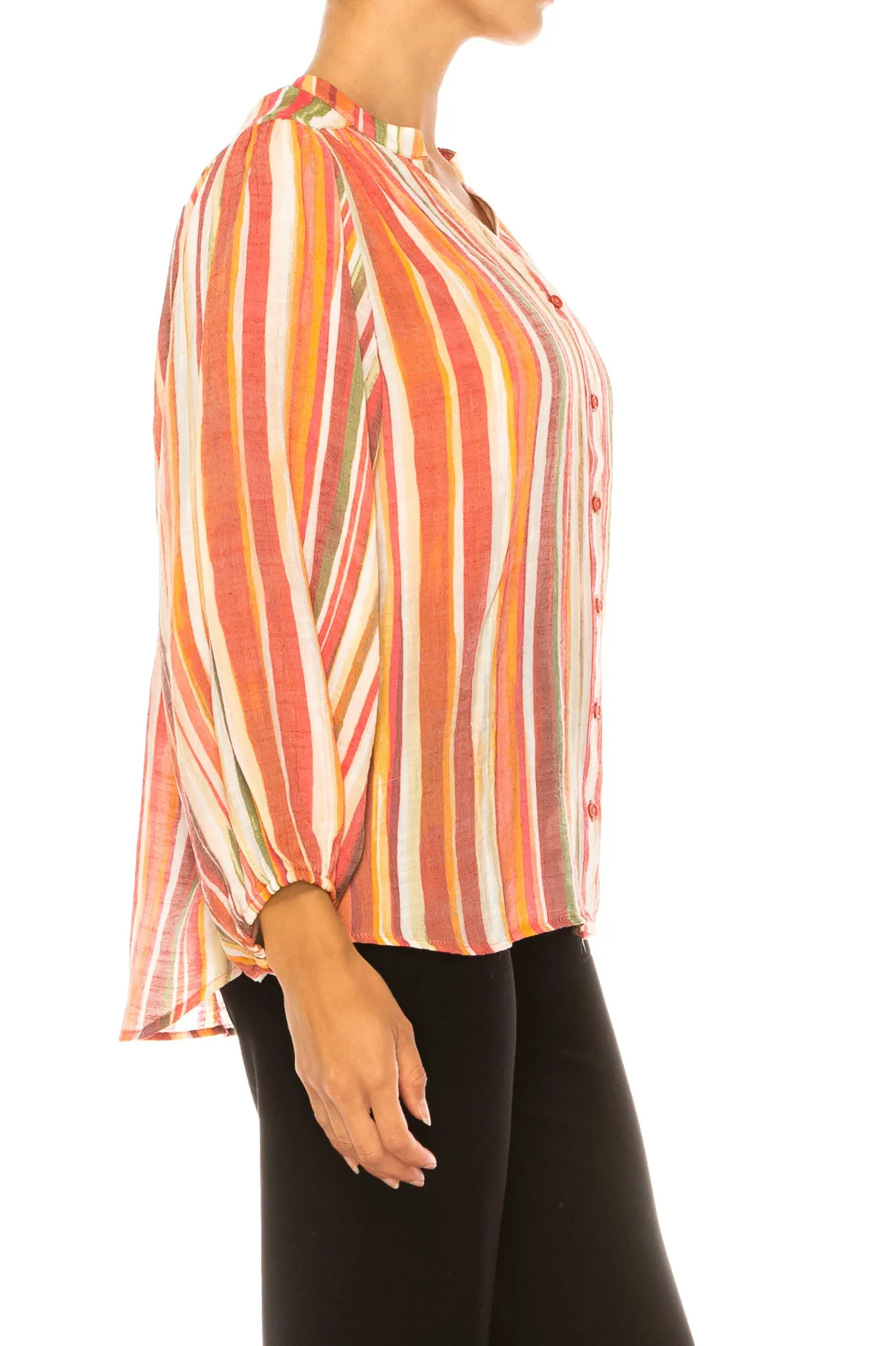 Zac & Rachel Printed Button Down Long Sleeve Top