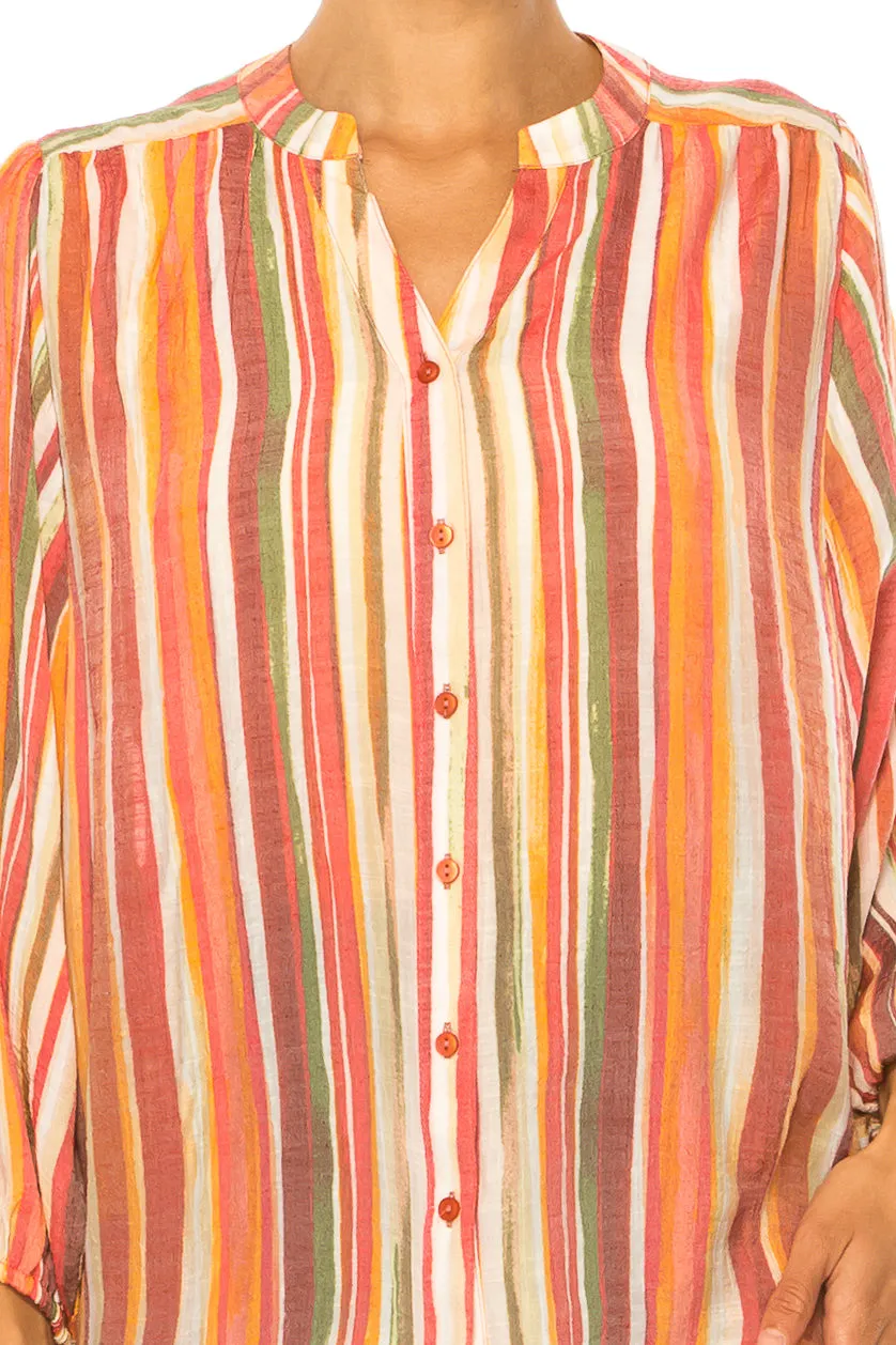 Zac & Rachel Printed Button Down Long Sleeve Top