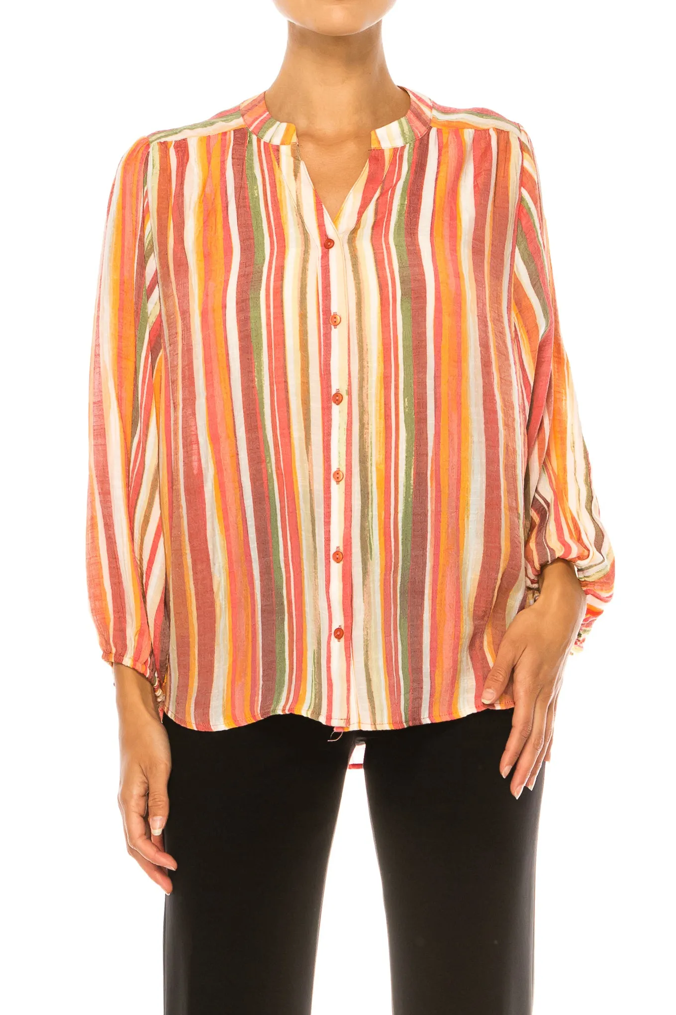 Zac & Rachel Printed Button Down Long Sleeve Top